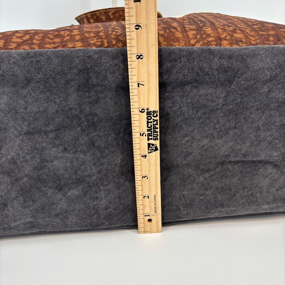 Myra Asher Weekender Bag Womens Large Brown Cowhide Leather Canvas S-6780 NWT - Picture 5 of 14